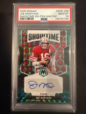 2025 Mosaic Joe Montana Showtime Autograph Legends Joe Montana Green Black /25