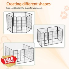 FDW Dog Playpen 6 Panels 40" Height Metal Folding Portable Kennel Black