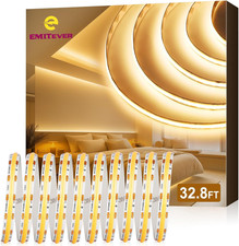Dimmable Warm White COB LED Strip Lights 32.8Ft, 3000K, UL Listed