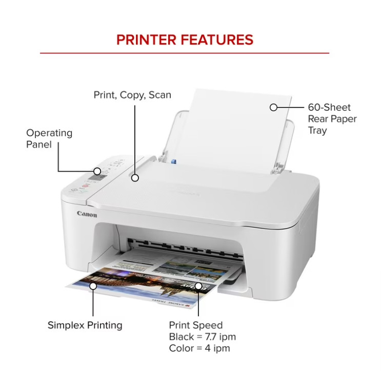 Canon PIXMA TS3722 Wireless All-In-One Inkjet Printer for Home Office alternate view 2