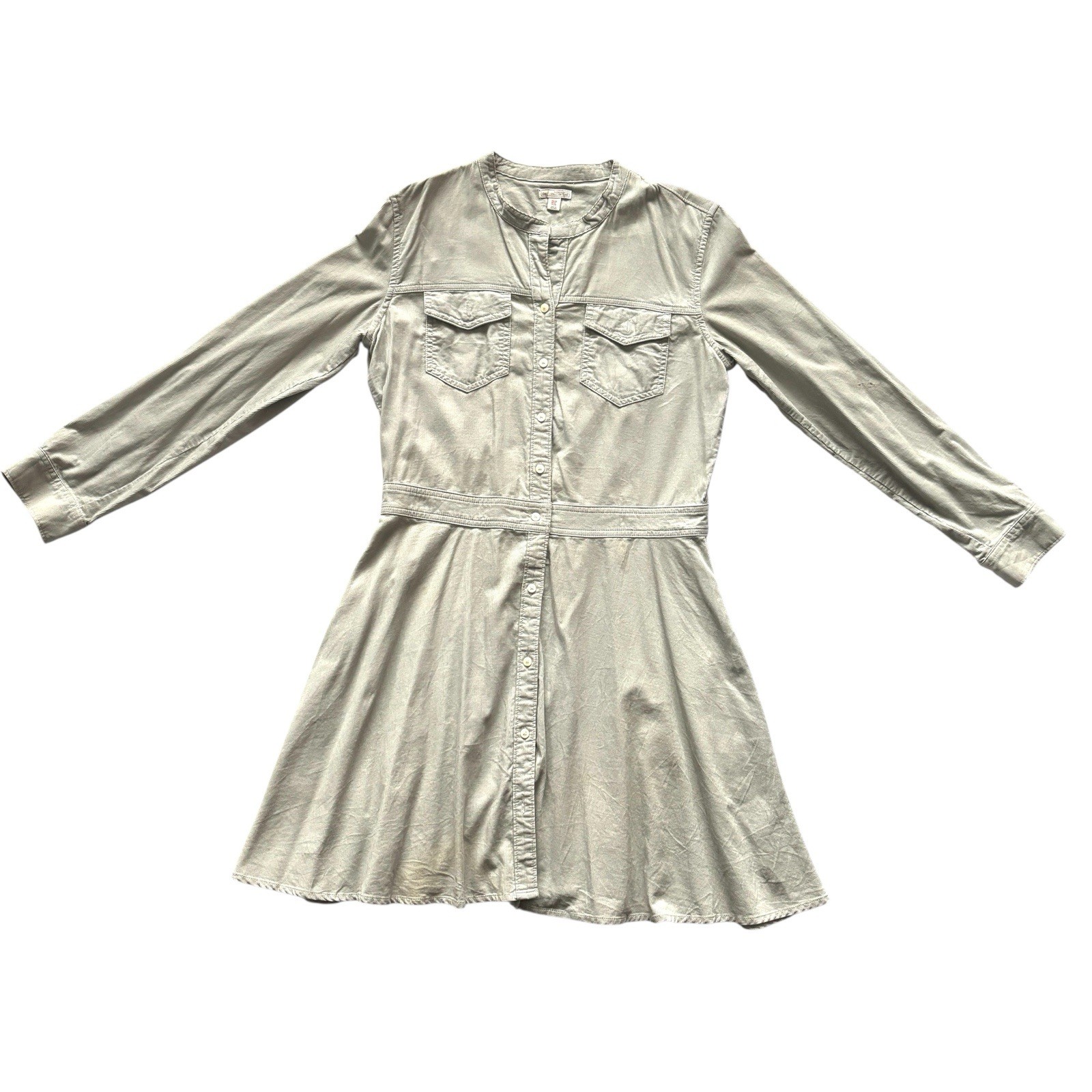 Vintage Dress 90s Gap Light Grey Fine Corduroy Skater Retro 12 image 2