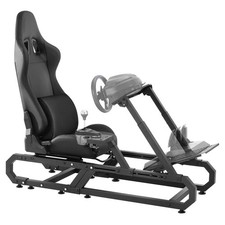 Steel Racing Wheel Stand w/ Integrated Seat, Height  Pedal Tilt Adjust, 330lb