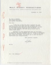 Disney CARD WALKER Carbon Copy SIGNED Letter—Fly Fish Trip w/ KEN ANDERSON, 1968