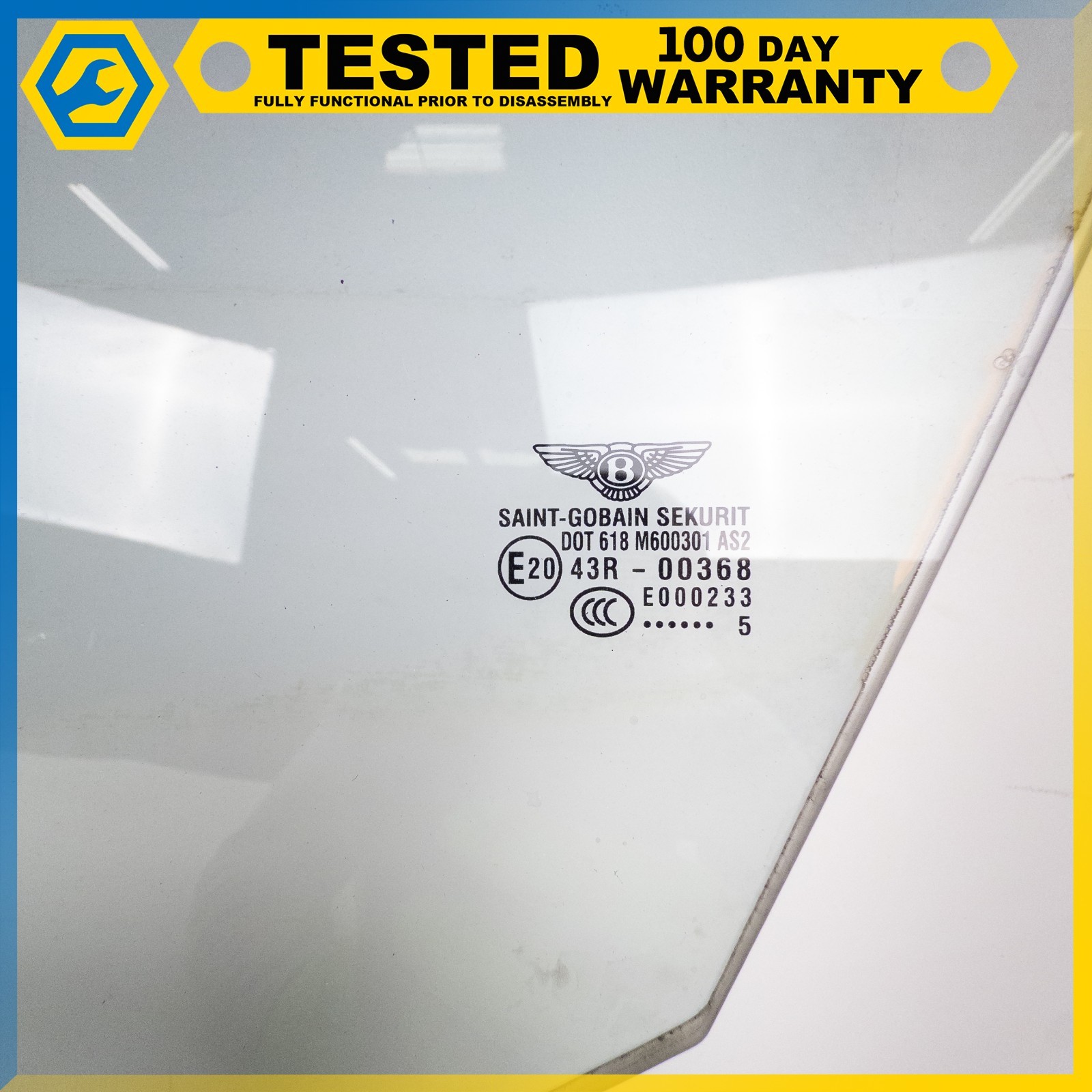 03-10 BENTLEY CONTINENTAL GT COUPE FRONT LEFT DRIVER SIDE DOOR WINDOW GLASS OEM