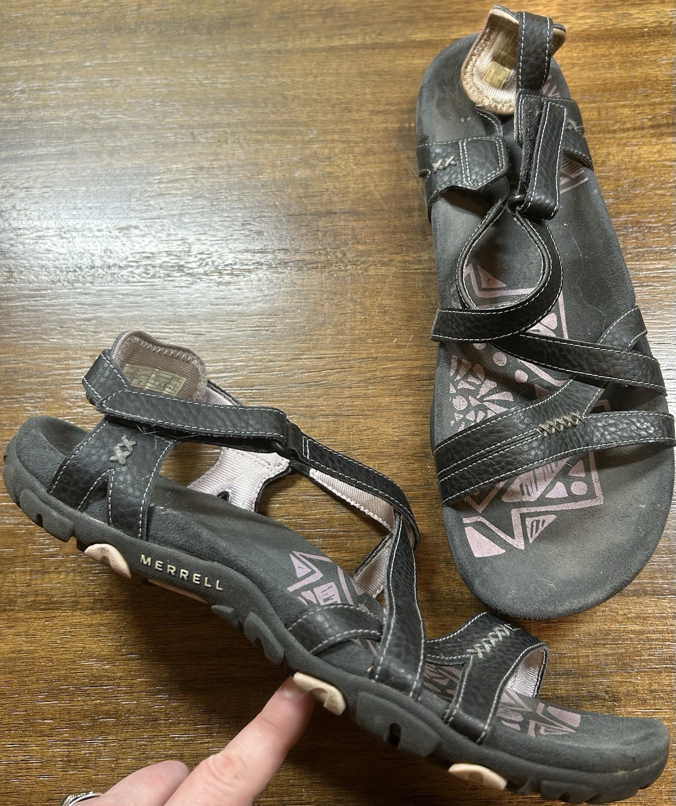 Sandali sportivi Merrell donna taglia 10 neri lilla ricordo pelle nera