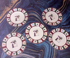 Pfaltzgraff Snow Bear Christmas Holiday  Salad Plates Set Red 5