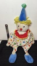 Vintage Eden Stuffed Clown Doll Chime Rattle Noises Toy EUC Plush Red Blue