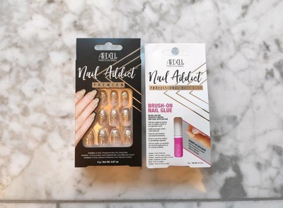 Ardell Nail Addict Premium Nägel Gold Glitzer+ Professional brush-on NailGlue 