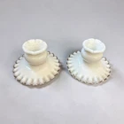Fenton Silver Crest Milk Glass Candle Stick Holders Set Of 2 Vintage