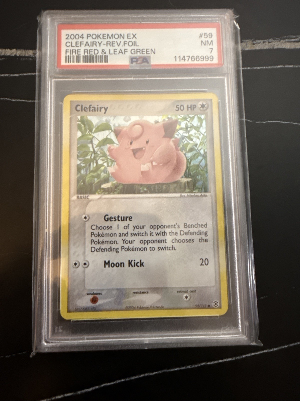 2004 POKEMON EX FIRE RED & LEAF GREEN #59 CLEFAIRY-REVERSE FOIL PSA 7