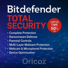 Bitdefender Total Security 2025 | 1 Year | 1-10 Devices | Windows Mac Android