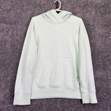 Under Armour Hoodie Womens Medium Green Fleece Pullover Kangaroo Pocket Logo