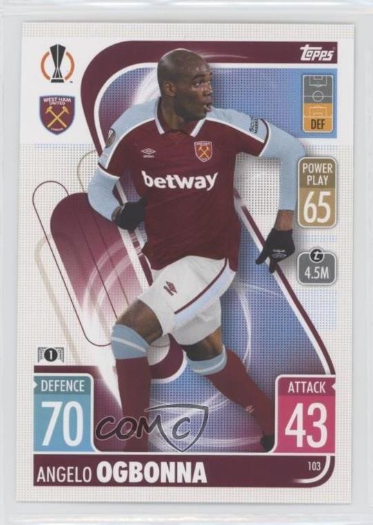 2021-22 Topps Match Attax UEFA Club Competitions Angelo Ogbonna #103 0i7t