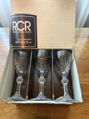 RCR Royal Crystal Rock Linea Gala Cordial Glasses Set of 6 Italy 24% Lead