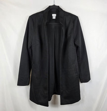 Chico's Black Blazer Jacket Women's Size Medium Textured Geometric Print