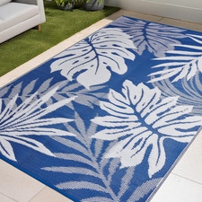 Outdoor Patio Rug, 5X8 Ft Waterproof Reversible Large Area Rugs Plastic Straw Ma