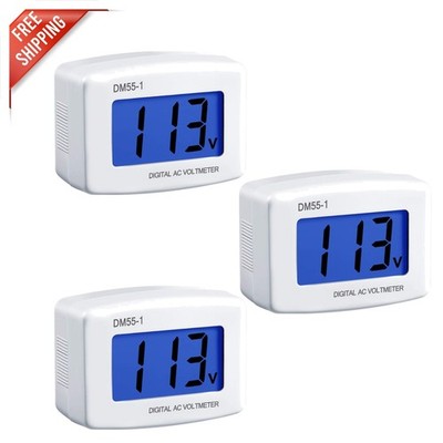 Household Voltage  Meter, 3 Pieces with LCD Display and Night Light Feature