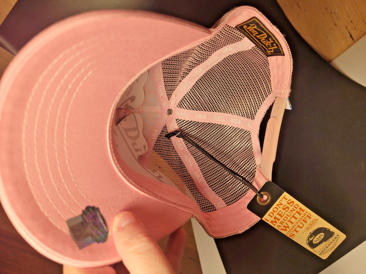 Y2K Von Dutch Trucker Hat Pink with Multi Color Polka Dots  display picture 2