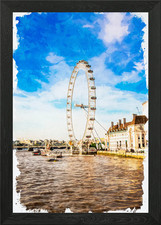 London Eye Watercolor Framed Wall Art Poster Canvas Print Picture