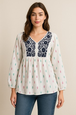 #ad #ad World Market Embroidered Peasant Top L XL Boho Hippie Festival Tunic Blouse $12.00