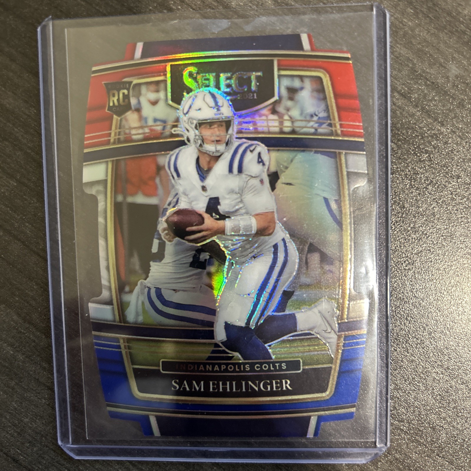 2021 Panini Select - Concourse Sam Ehlinger #98 Red & Blue Prizm Die-Cut (RC)