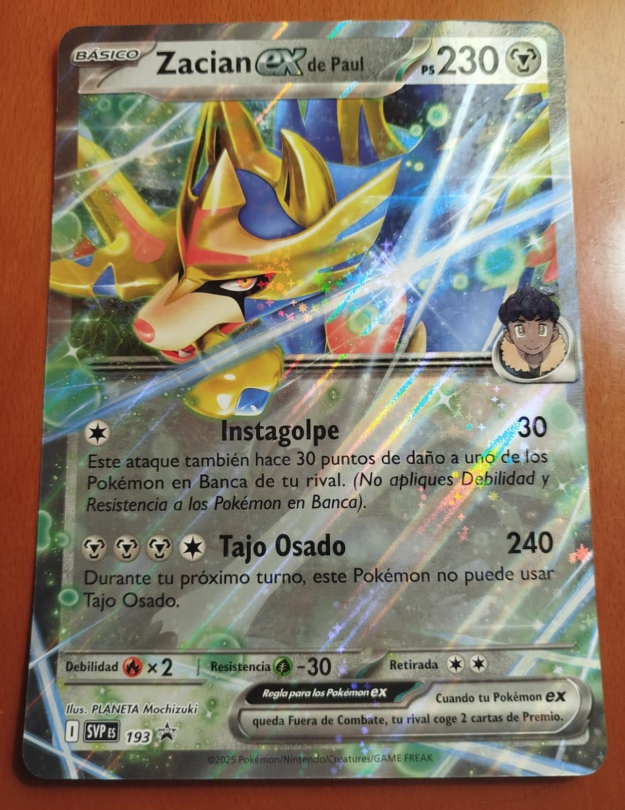 Carta Gigante de Pokémon Zacian EX de Paul