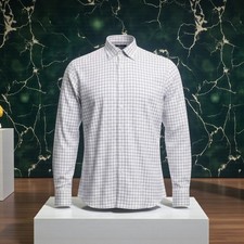 Kirkland Signature Men  s Dress Shirt 17x34/35 Non-Iron Purple Check L NWT 