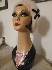 Hand painted vintage retro lady mannequin display head refurbished Retro Style
