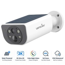 Wireless Solar Security Camera Outdoor WiFi 2K Color Night Vision PIR Detection