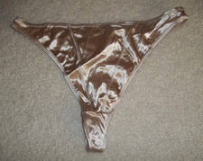 Gilligan O'Malley Shimmereen Liquid Satin Caress Shiny Second Skin Thong XL Bge
