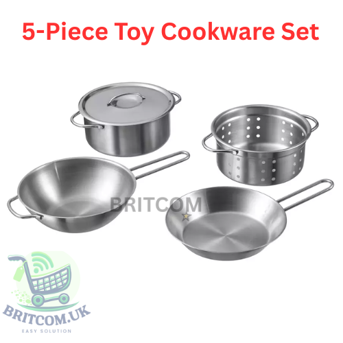New IKEA DUKTIG 5-Piece Toy Cookware Set Stainless Steel Colour