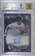 2016 Bowman Draft Chrome Pick Purple Refractor Zack Collins BGS 9 MINT Auto 1b0