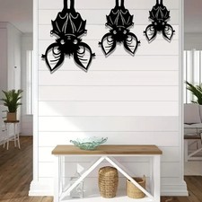 3 Pc GOTHIC BAT METAL Plaque Set Artwork Wall Art Home Decor Halloween Christmas