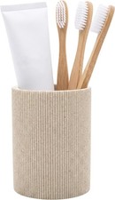 13oz, Tall Sand Beige Toothbrush Holder for Bathroom Countertop