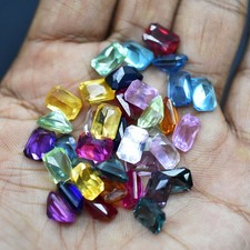 7x5 mm 12 Pcs Lot Natural Mix Color Sapphire Perfect Emerald Cut Certified Gems
