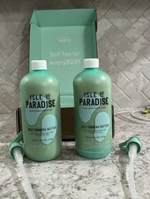 2x Isle Of Paradise Self Tanning Butter Hello Golden Glow 16.9 Fl Oz New + Pump
