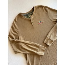 Mossy Oak Waffle Knit Thermal Henley Long Sleeve Shirt 2XL Tan Hunting Outdoors
