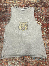 Abercrombie Fitch Women s S Gray Cotton Knit Crewneck Tiger Logo Tank Top