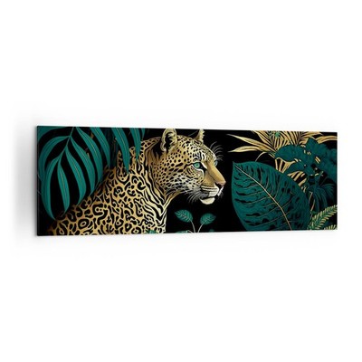 Wandbilder 160x50cm Leinwandbild Leopard Dschungel Tropisch XXL Bilder Wanddeko