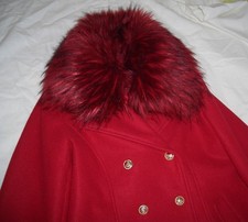 ALFREDO PAULY klassisch eleganter Mantel Kurzmantel sattes Rot Webpelzkragen Gr.