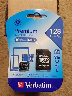 Verbatim microSDXC Card with SD Adapter, Class 10, 128GB (VER44085)