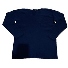 Talbots Sweater Women s Navy Blue Lambswool Blend Ribbed Boatneck Pullover US M