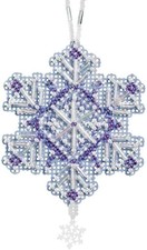 Mill Hill Snow Crystals Charmed Ornament Kit Amethyst Crystal MH16-2303 Started