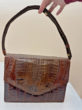 Vintage Genuine Alligator Crocodile Leather Shoulder Purse Satchel 10.5 Long