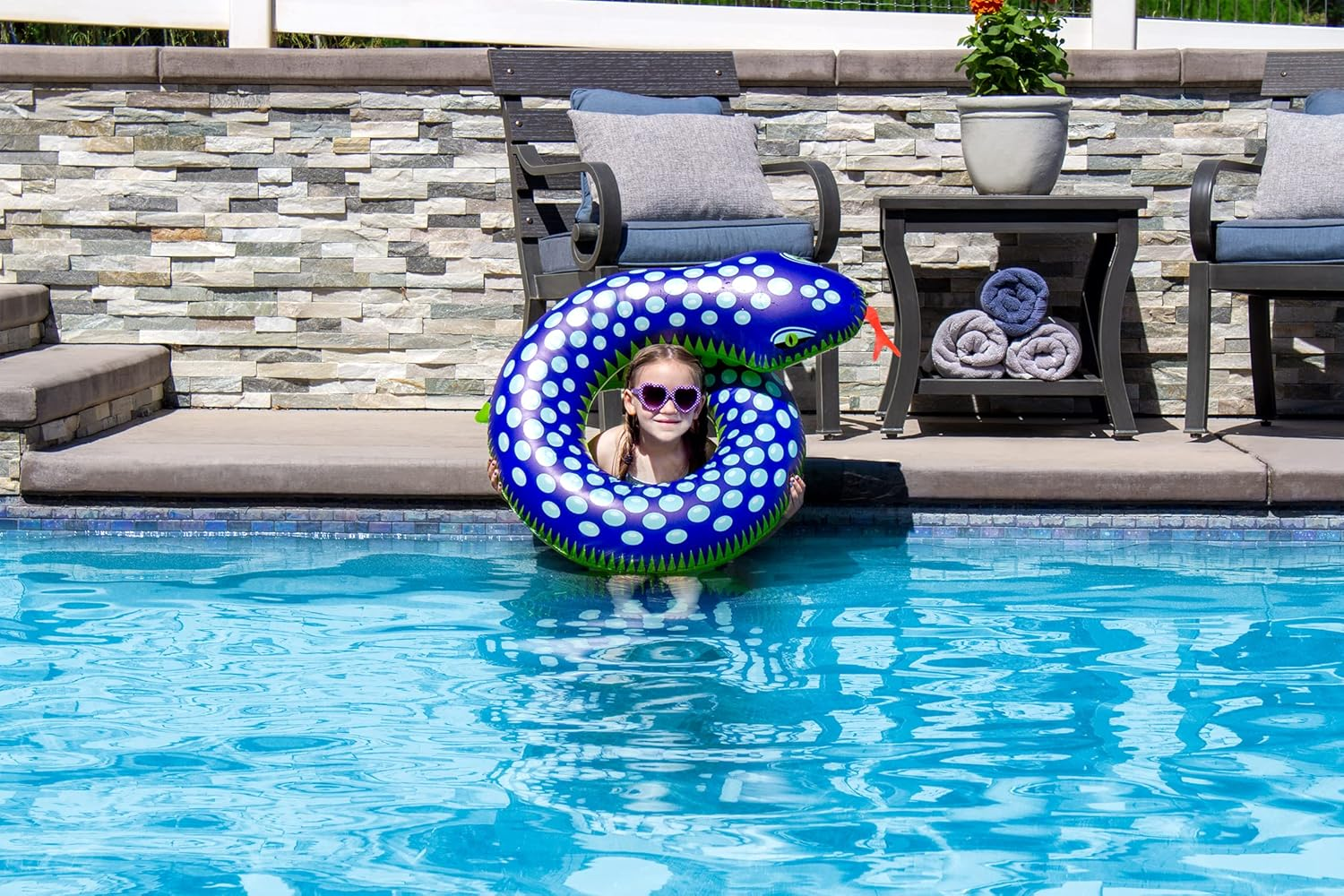 Green Snake Split Pool Ring Float for Swimming Fun