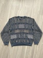 Cellini Sweater Mens Crewneck 3D Knit Grandpa 90s Abstract Italy T670
