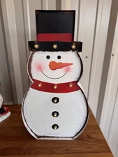 Rustic Farmhouse Christmas LED Light Up Snowman Battery (Included)Operated. 20”T