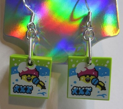 LEGO Loop 2x2 Tile Earrings - Snow DJ - (2 Pieces)