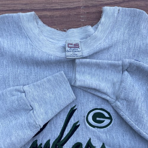 Felpa girocollo vintage anni 90 Green Bay Packers NFL calcio ricamata taglia XL - Foto 5 di 7
