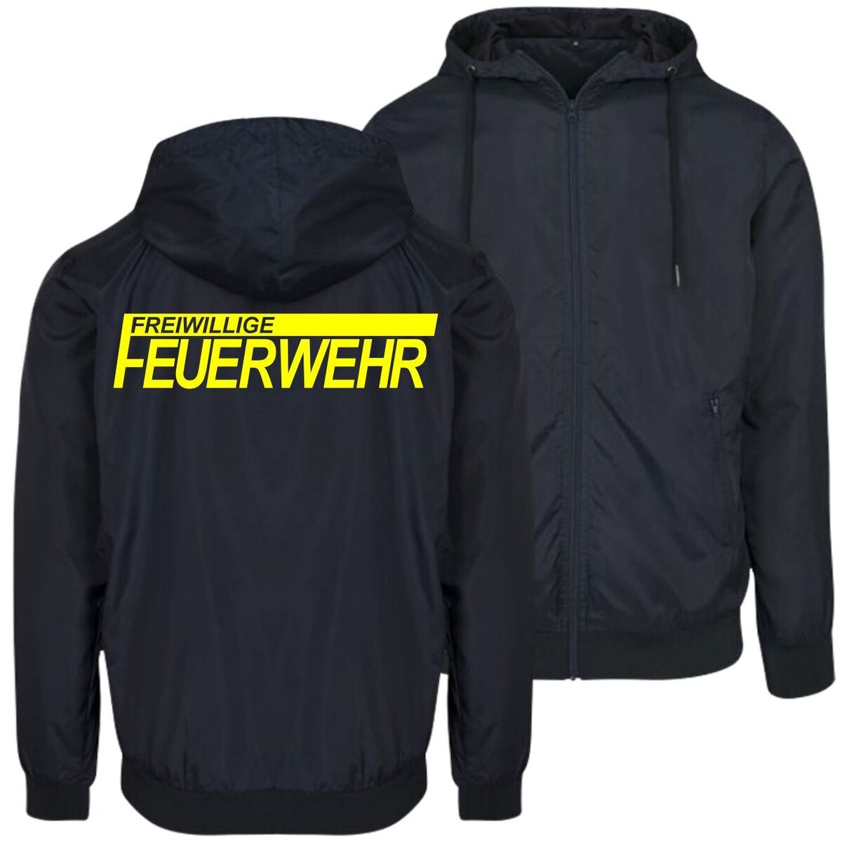 Herren Windbreaker Regenjacke FFW Freiwillige Feuerwehr Windjacke mit Kapuze